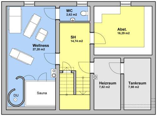 Grundriss Kellergeschoß/Wellness