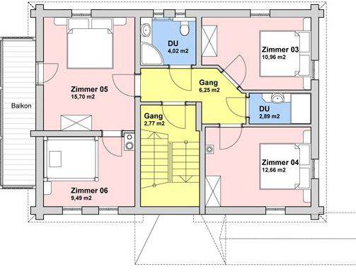 Grundriss Obergeschoß (73 m²)